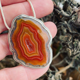 Mexican Agate and Sterling Silver Pendant with Chain