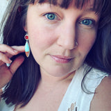 Honeycomb Chalcedony, Cuprite and Chrysocolla and Sterling Silver Earrings