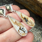 Dendritic Agate, Pyrite and Sterling Silver Earrings