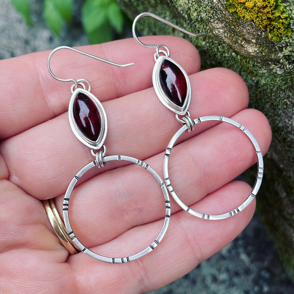 Garnet and Sterling Silver Earrings