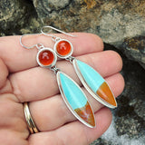 Honeycomb Chalcedony, Cuprite and Chrysocolla and Sterling Silver Earrings