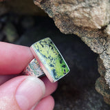 Serpentine and sterling silver ring
