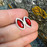 Garnet and Sterling Silver Post Earrings