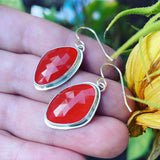 Rose Cut Carnelian and Sterling Silver Earrings