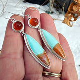 Honeycomb Chalcedony, Cuprite and Chrysocolla and Sterling Silver Earrings