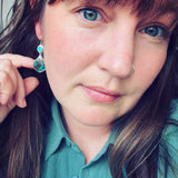 Drusy Chrysocolla, Plume Marcasite Doublet and Sterling Silver Earrings