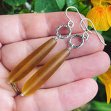 Cultured Sea Glass (Yellow) and Sterling Silver Earrings