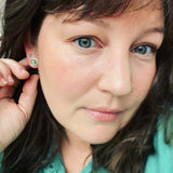 Blue Green Kyanite and Sterling Silver Post Earrings