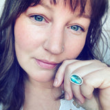 Blue Green Kyanite and Sterling Silver Ring