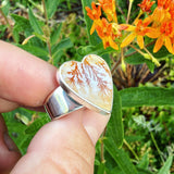 Dendritic Agate and Sterling Silver Heart Ring