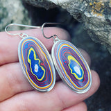 Fordite and Sterling Silver Earrings