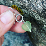 Cultured Sea Glass and Sterling Silver Heart Earrings