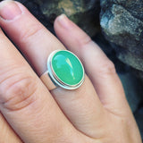 Chrysoprase and Sterling Silver Ring