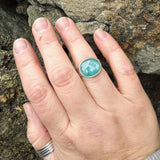 Teal Kyanite and Sterling Silver Ring