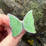 Green Serpentine and Sterling Silver Butterfly Ring