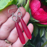 Cultured Sea Glass (Red) and Sterling Silver Earrings