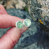 Blue Green Kyanite and Sterling Silver Post Earrings