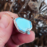 Golden Hills Turquoise, Swiss Blue Topaz and Sterling Silver Earrings