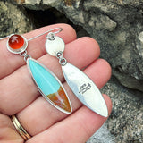 Honeycomb Chalcedony, Cuprite and Chrysocolla and Sterling Silver Earrings