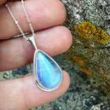 Rainbow Moonstone and Sterling Silver Pendant