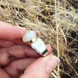 Peach Moonstone, 14K Gold and Sterling Silver Ring