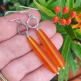 Cultured Sea Glass (Orange) and Sterling Silver Earrings