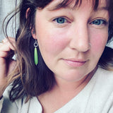 Cultured Sea Glass (Green) and Sterling Silver Earrings