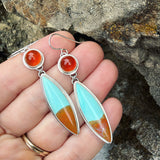 Honeycomb Chalcedony, Cuprite and Chrysocolla and Sterling Silver Earrings