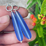 Cultured Sea Glass (Periwinkle) and Sterling Silver Earrings