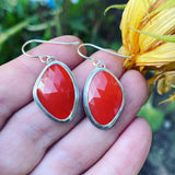 Rose Cut Carnelian and Sterling Silver Earrings