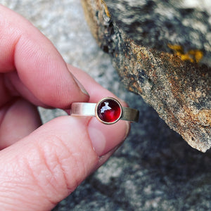 Garnet, 14K Gold and Sterling Silver Ring