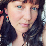 Faceted Carnelian, Ammonite with Ammolite Inlay and Sterling Silver Earrings