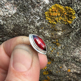 Garnet and Sterling Silver Post Earrings