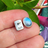 Moonstone and Sterling Silver "Mismatched" Post Earrings