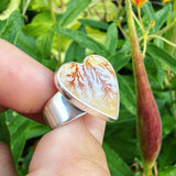 Dendritic Agate and Sterling Silver Heart Ring