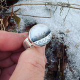 Snow Bowl Chalcedony and Sterling Silver Ring