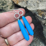 Cultured Sea Glass (Blue) and Sterling Silver Earrings