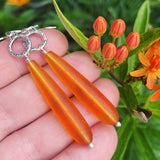 Cultured Sea Glass (Orange) and Sterling Silver Earrings