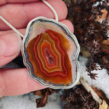 Mexican Agate and Sterling Silver Pendant with Chain