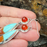 Honeycomb Chalcedony, Cuprite and Chrysocolla and Sterling Silver Earrings