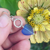 Cultured Sea Glass and Sterling Silver Heart Earrings