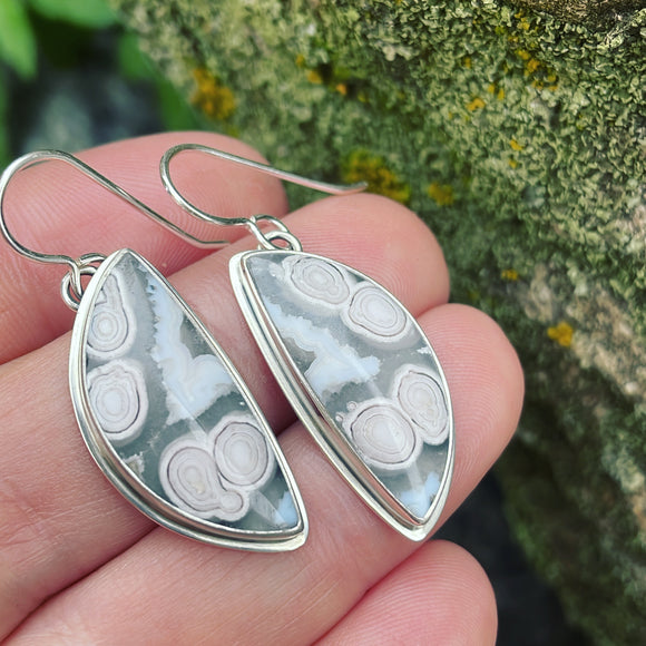 Orbicular Agate and Sterling Silver Earrings