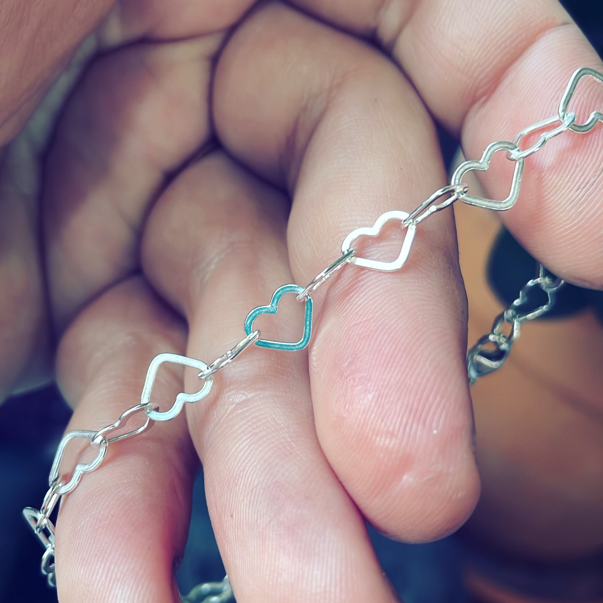 Sterling Silver Heart Chain Bracelet – Sarah Weber Silversmith Sterling Silver Heart Chain Bracelet – Sarah Weber Silversmith