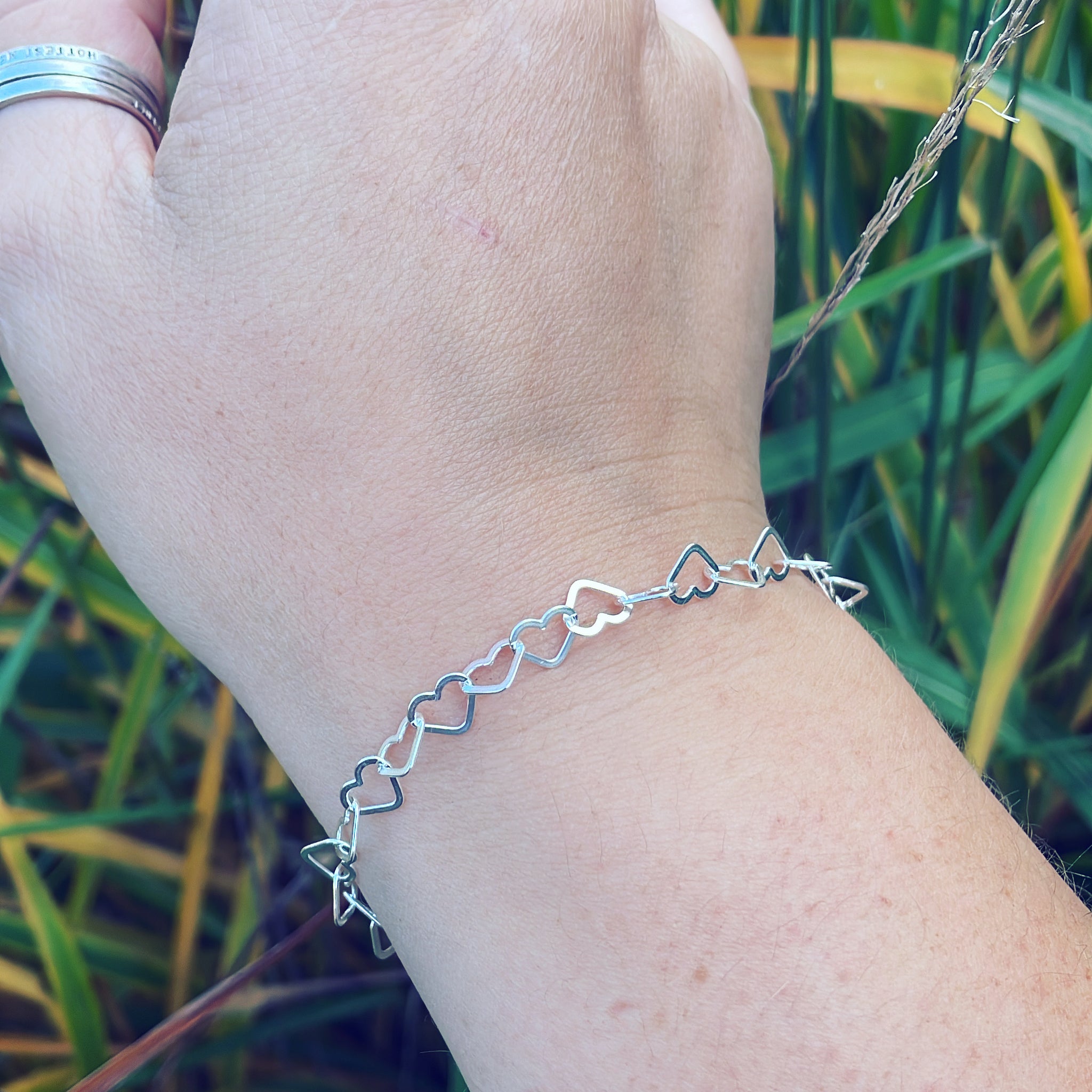 Sterling Silver Heart Chain Bracelet – Sarah Weber Silversmith Sterling Silver Heart Chain Bracelet – Sarah Weber Silversmith