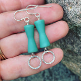 Cultured Sea Glass and Sterling Silver Earrings