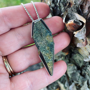 Rainbow Pyrite and Sterling Silver Pendant