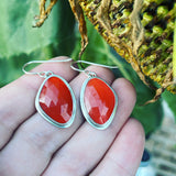 Rose Cut Carnelian and Sterling Silver Earrings