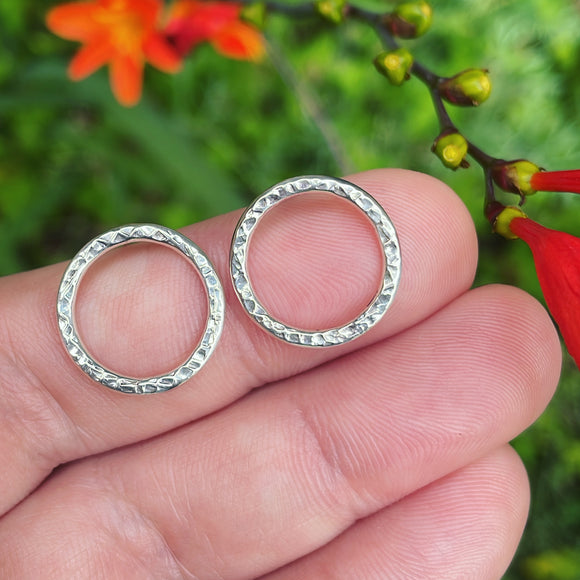 Sterling Silver Textured Circles- Medium