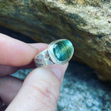 Blue Green Kyanite and Sterling Silver Ring