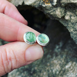 Blue Green Kyanite and Sterling Silver Post Earrings